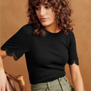 Elegant Black Lace Trim Top